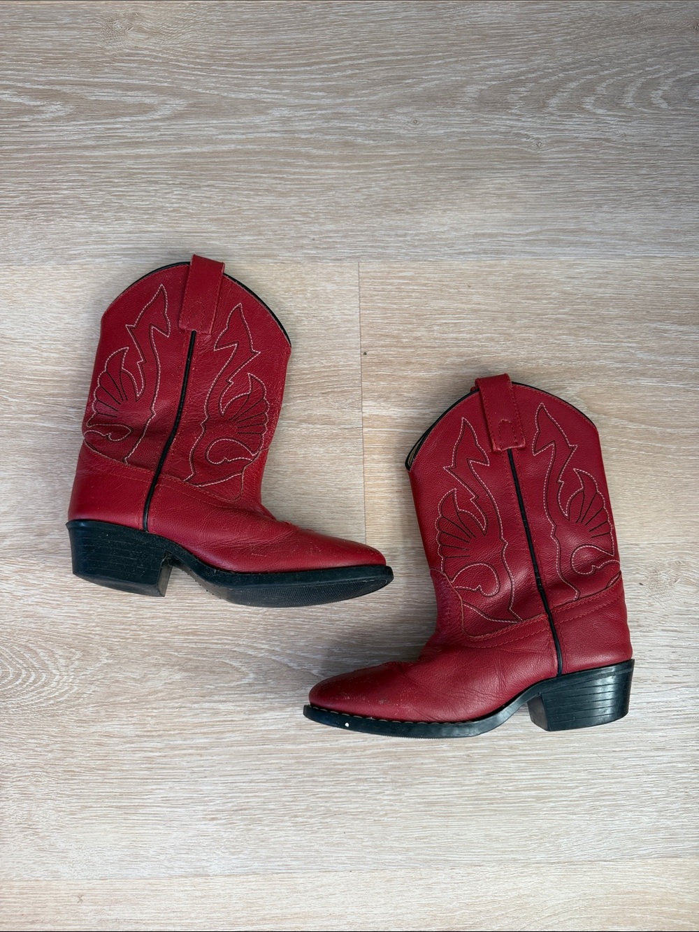 Kids Red Western Cowboy Boots - Classic Pull-On Style